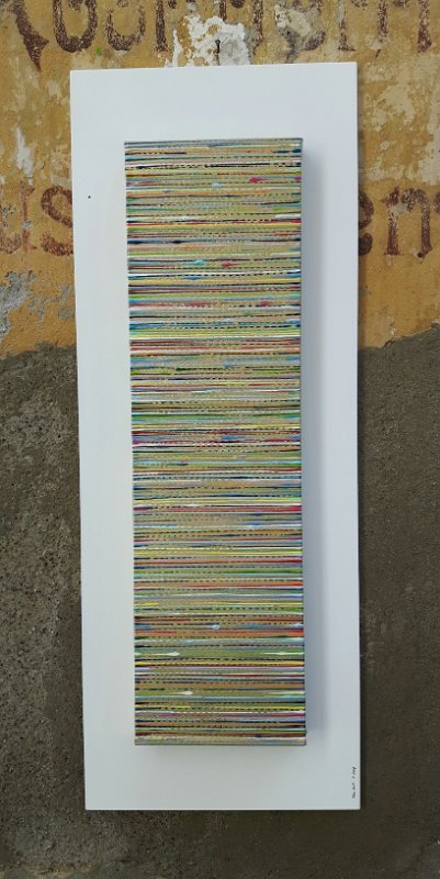 Coloured lines 19 2018  90×34 Acryl-Lack auf LW, SOLD